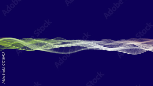 abstract background with glowing particles and wave lines	