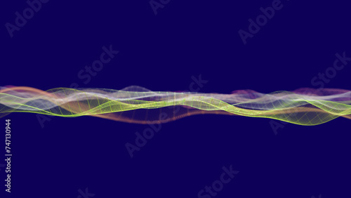 abstract futuristic wave background with particles, slow motion glowing particles on white background	
