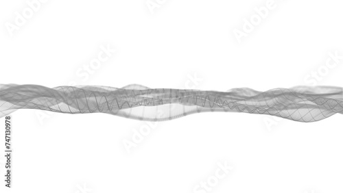 abstract futuristic wave background with particles, slow motion glowing particles on white background	