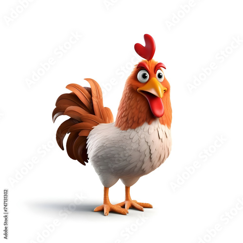 3d cartoon of chicken character photo
