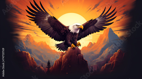eagle in the sunset,eagle in the sky,eagle, bird, flying, flight, sky, animal, bald, wings