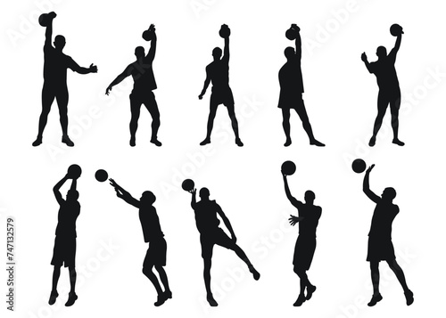 Basketball players  weight lifters  sports team  isolated vector