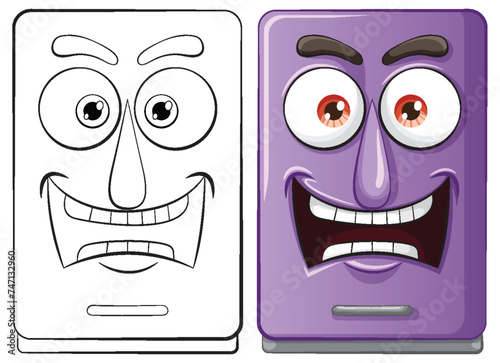 Two cartoon smartphones with expressive faces
