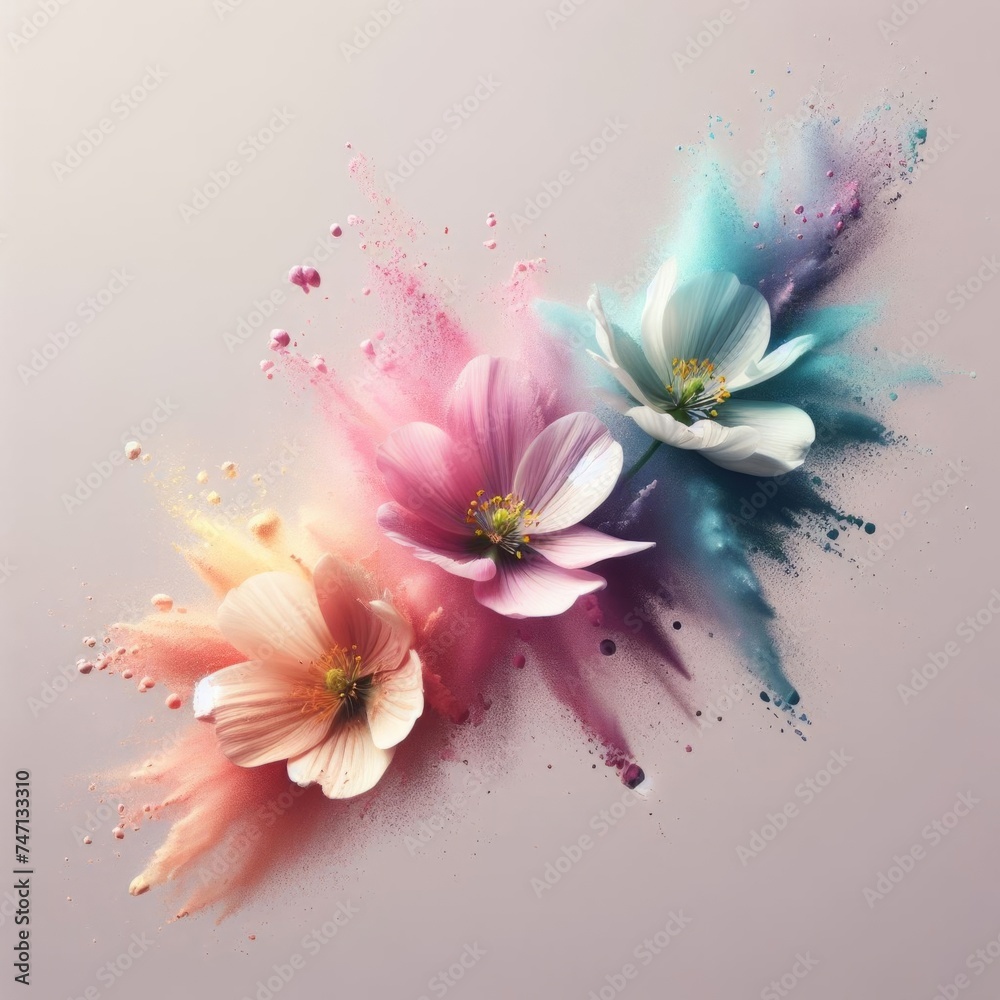 Flowers in pastel colors, spring concept, close-up.