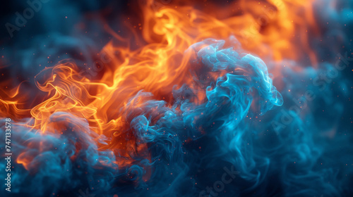 Closeup of intense blue flames dancing and swirling in an otherworldly manner.