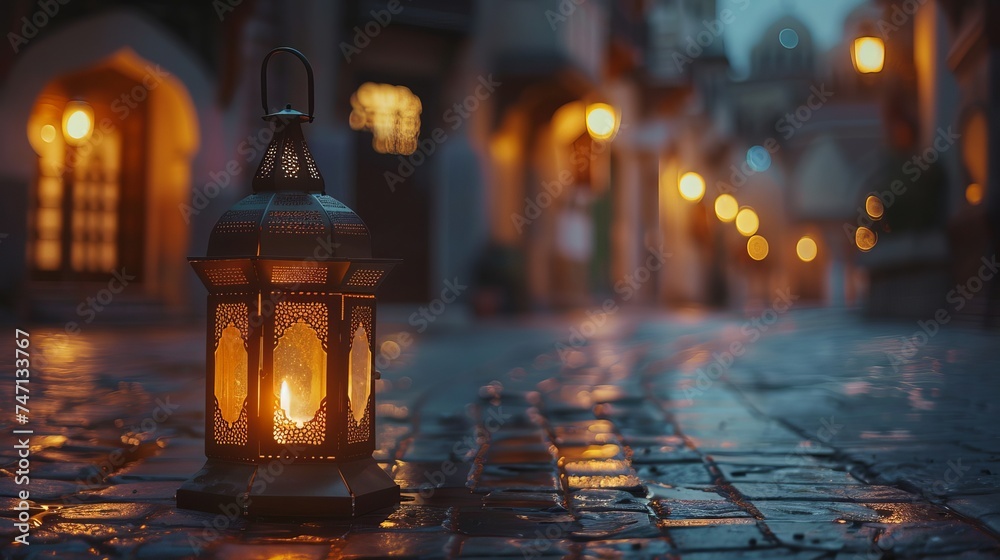 Beautiful Arabic lantern with a burning candle that glows in the evening during the Muslim holy month of Ramadan Kareem Beautiful Arabic lantern with a burning candle that glows in the evening during the Muslim holy month of Ramadan Kareem