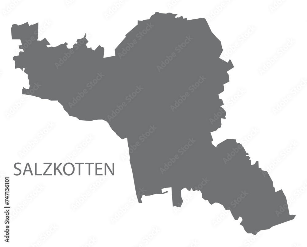 Salzkotten German city map grey illustration silhouette shape
