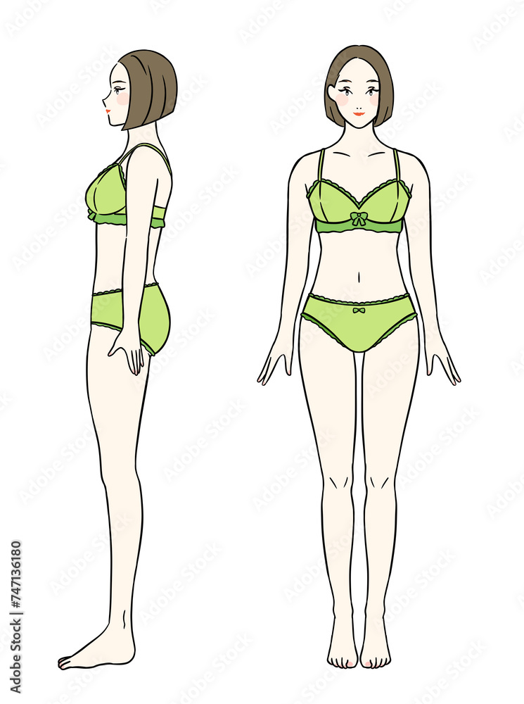 骨格ストレートの女性　下着ver