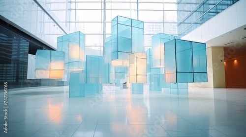 Futuristic interior architecture with glass