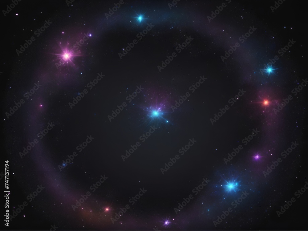 mokcup Circle of cosmic gradient stars on a black background