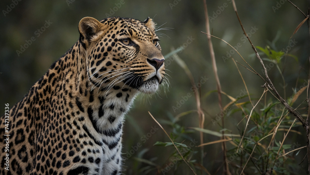 Fototapeta premium close up portrait of a leopard in wild nature