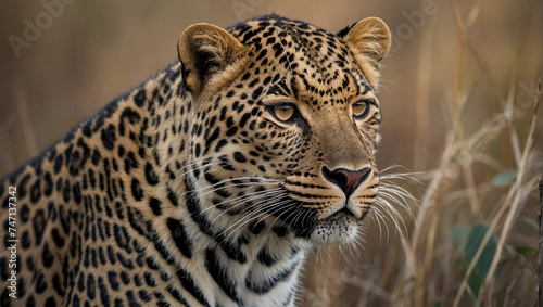 close up portrait of a leopard in wild nature