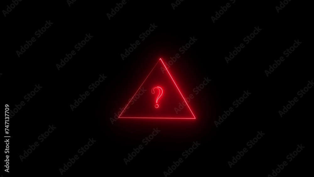 abstract moving neon triangle frame with question mark animation on black background abstract moving neon triangle frame with question mark animation on black background