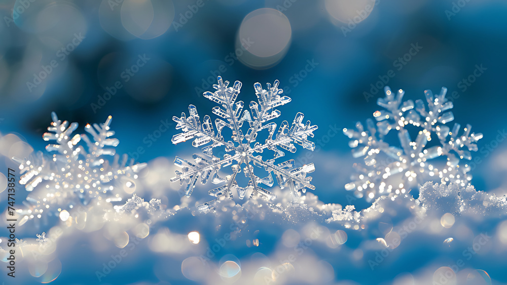 Macro view of snowflakes, winter. Macro view of snowflakes, winter.