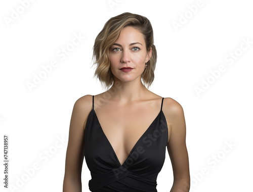 gorgeous elegant sexy woman wearing party black dress, sensual beautiful lady