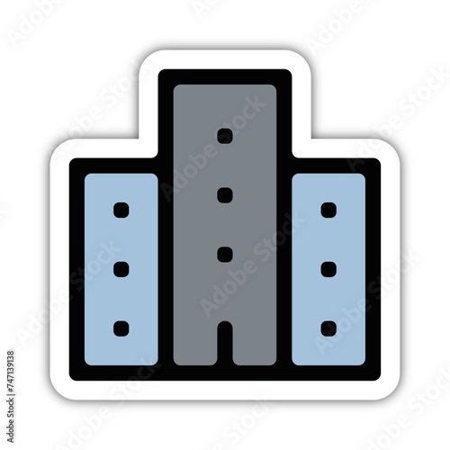 Icones symbole immeuble residence logement couleur epais relief