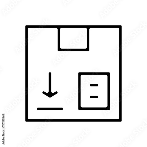 Icones symbole logo carton colis epais noir