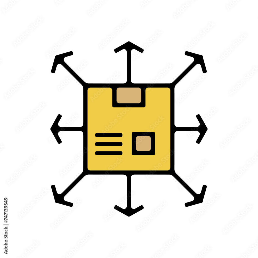 Icones symbole logo colis carton livrer direction couleur epais