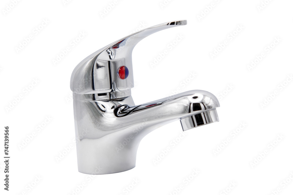 Chrome-plated bathroom faucet isolated on a cut out PNG transparent background Chrome-plated bathroom faucet isolated on a cut out PNG transparent background