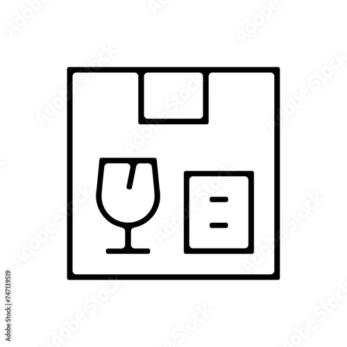 Icones symbole logo colis carton fragile epais