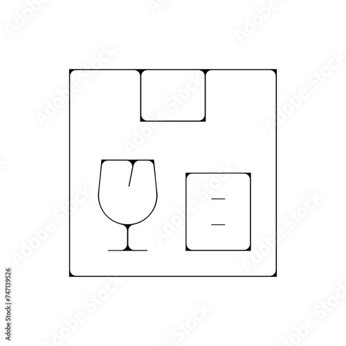 Icones symbole logo colis carton fragile fin