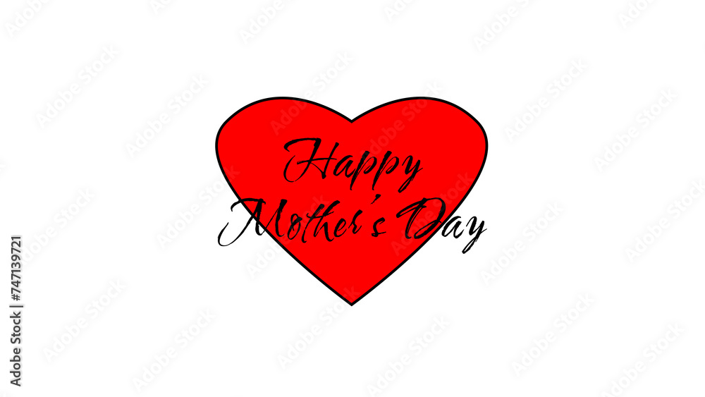 Happy Mother's Day with Text and Hearts Background Banner Digital Post