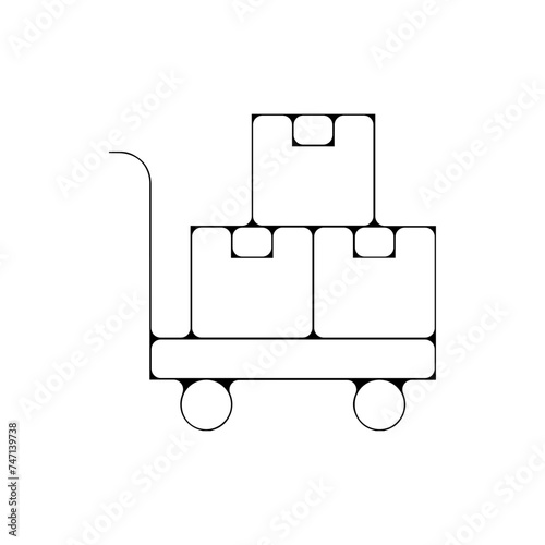Icones symbole logo colis livraison logistique chariot a roulette colis fin