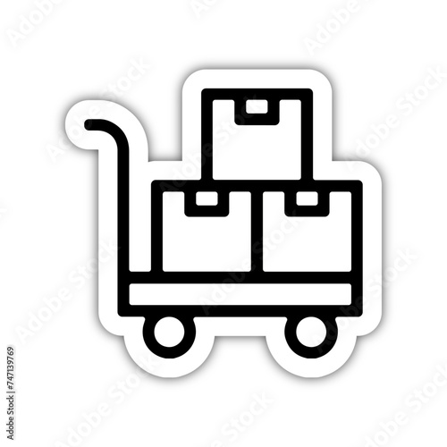 Icones symbole logo colis livraison logistique chariot a roulette colis gras relief