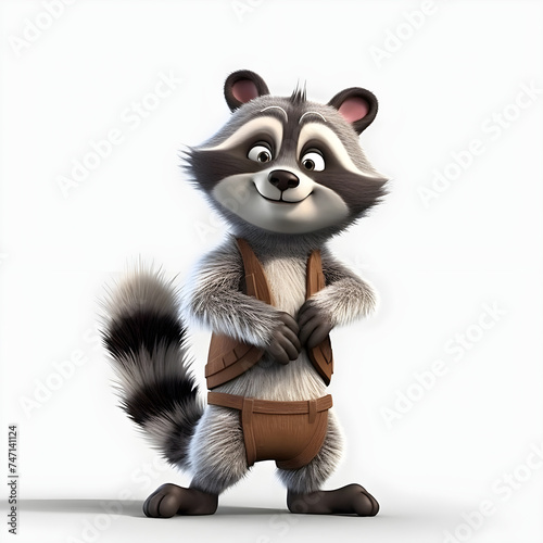 photo of 3d cartoon character of racoon