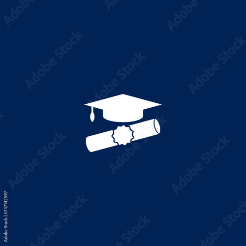 University icon flat style graduation cap icon with diploma .