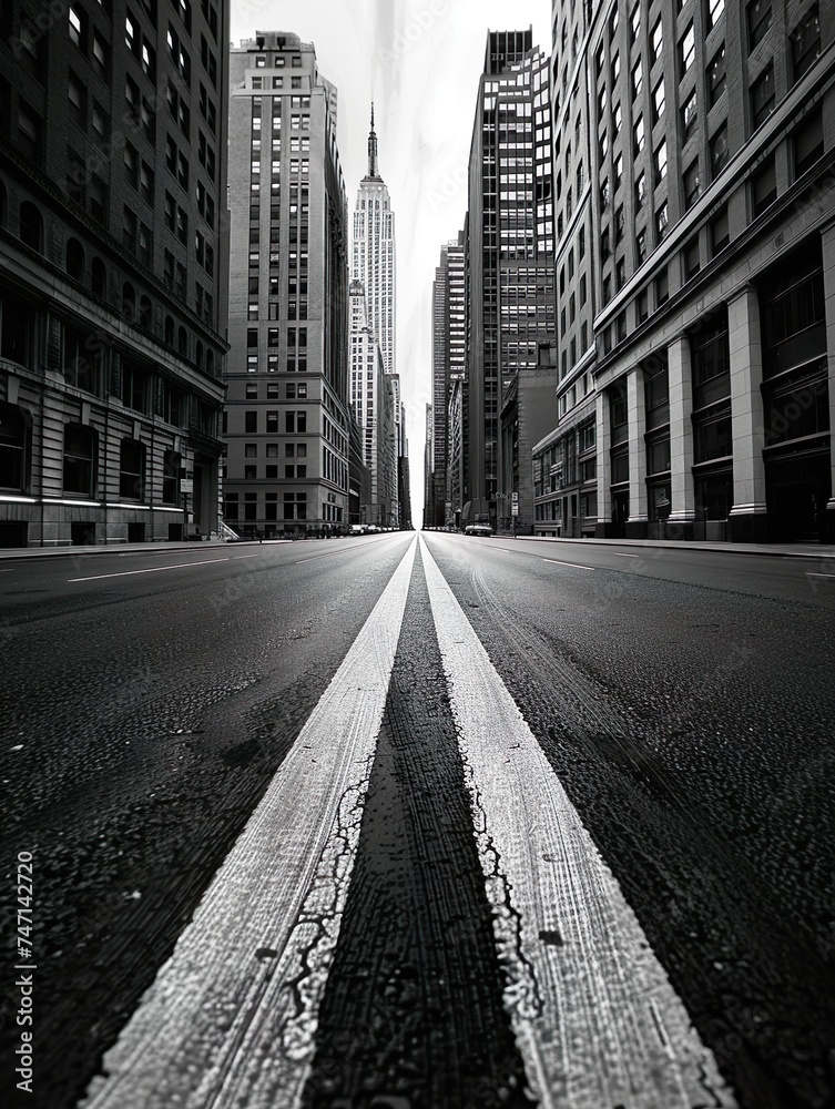 Empty asphalt roads in a modern city