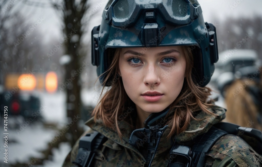 Portrait of a beautiful girl in military uniform. Portrait of a beautiful girl in military uniform.