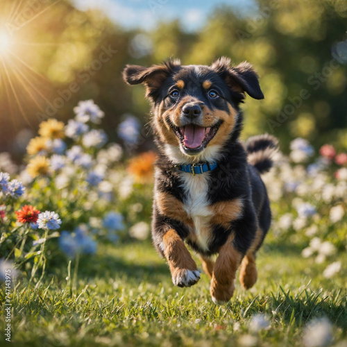 Happy dog running in the park