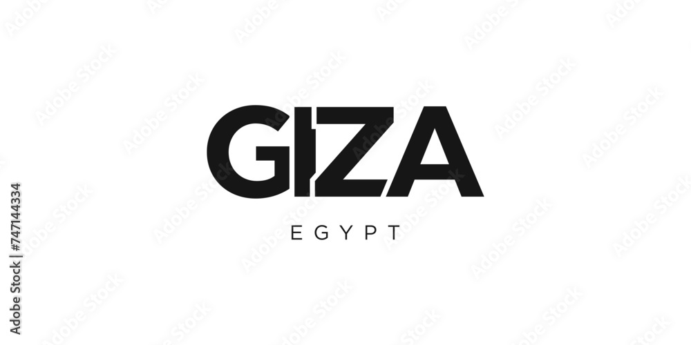 Giza in the Egypt emblem. The design features a geometric style, vector illustration with bold typography in a modern font. The graphic slogan lettering. Giza in the Egypt emblem. The design features a geometric style, vector illustration with bold typography in a modern font. The graphic slogan lettering.