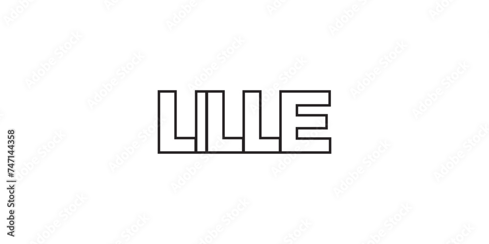 Lille in the France emblem. The design features a geometric style, vector illustration with bold typography in a modern font. The graphic slogan lettering. Lille in the France emblem. The design features a geometric style, vector illustration with bold typography in a modern font. The graphic slogan lettering.
