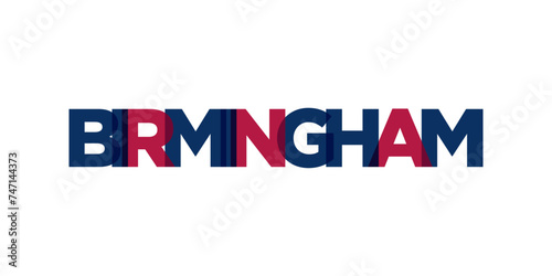 Birmingham, Alabama, USA typography slogan design. America logo with graphic city lettering for print and web. photo