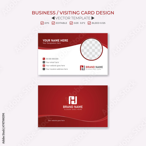 professional red gradient color corporate visiting card or business card design template in vector for print-ready Double-sided 