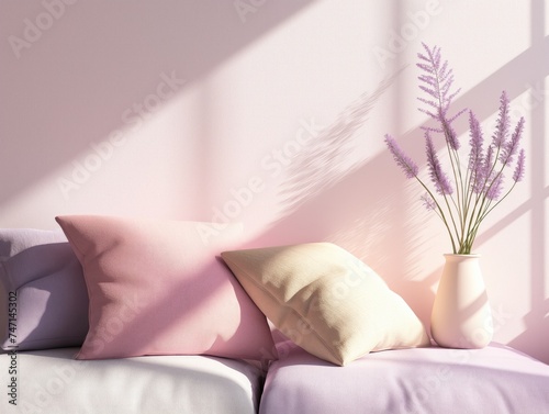 Minimalist Home Decor with Lavender and Pastel Cushions