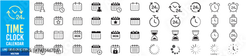 Time Clock liner Icons collection vector