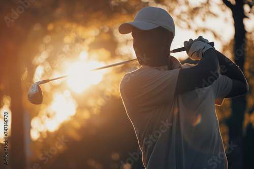 Portrait of Man playing golf photo