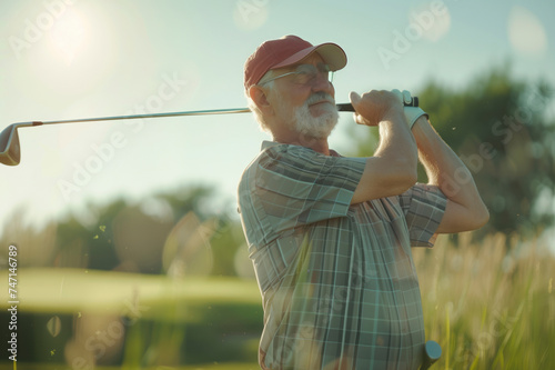 Portrait of Man playing golf