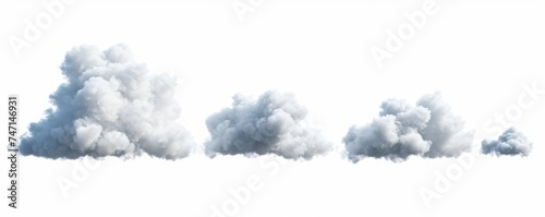3d render  set of abstract fluffy clouds isolated on transparent background  cumulus clip art collection  Generative AI