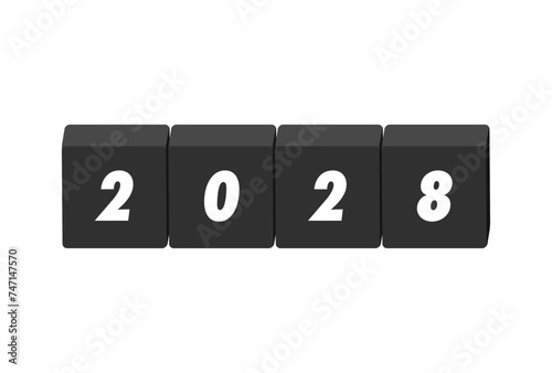 2028の文字と黒いブロック - シンプルでおしゃれな西暦2028年のイメージ素材