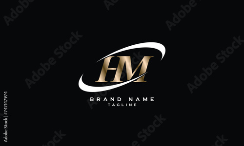 HM, MH, Abstract initial monogram letter alphabet logo design