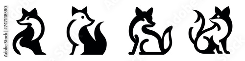Fox modern simple design concept logo set, vector