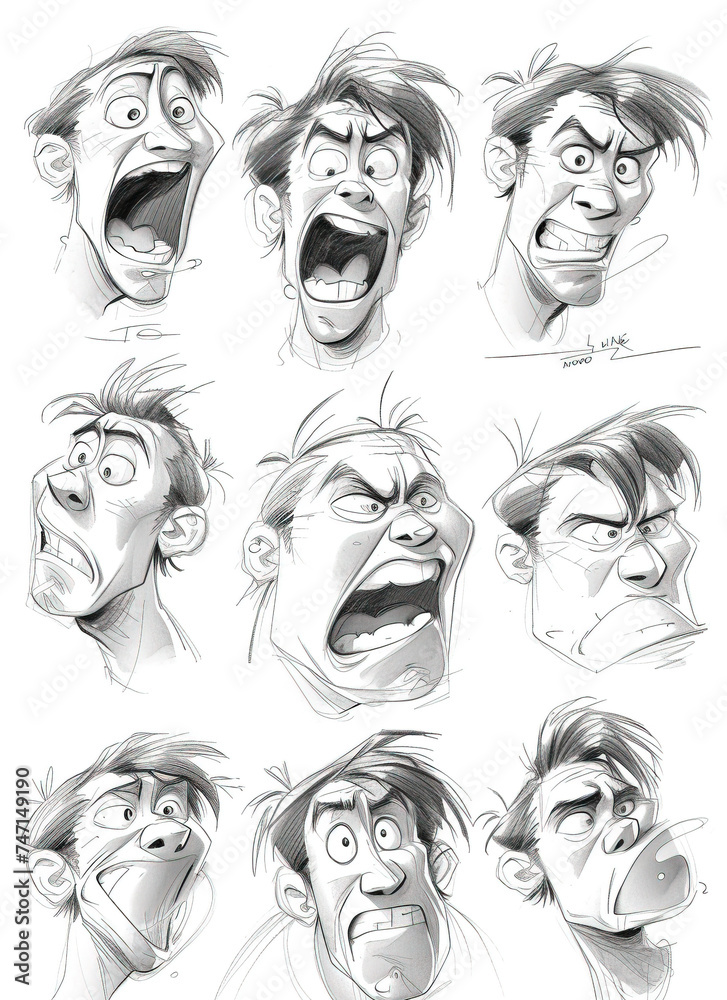 Expressions of Rage: A Series of Furious Faces, Emotional Intensity Study, created with Generative AI technology Expressions of Rage: A Series of Furious Faces, Emotional Intensity Study, created with Generative AI technology