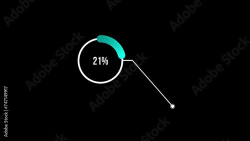 21 percent Call out Pie Chart Animation. Twenty One percent Glowing Blue Chart on Black and Background. Twenty One percentage chart for finance, sales, statistics Green Screen Motion Graphics