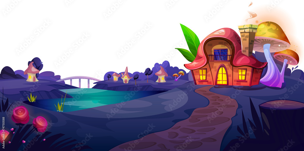 Fototapeta premium Night Fairytale House Scene