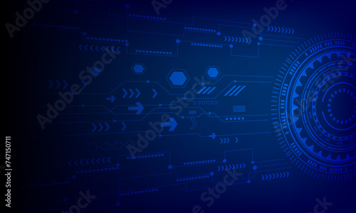 blue circles circuit connecting networking hi technology abstract background