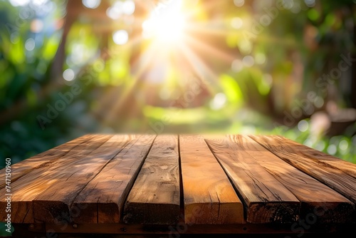 table with background with sunny background in nature 